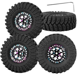 RCYouHott RC 1.3 Beadlock Wheel Tires Set (4PCS) for 1/24 SCX24 1/18 TRX4M RC Crawler Car,Aluminum 1.3 Beadlock Wheels and Tires,Wheel Rim & Wheels Tires,Colorful