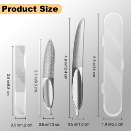 1pcs Glass Nail File and 2pcs Toenail File Nail File for Thick Toenails - Double Sided Stainless Steel Nail Files and Buffer Set Professional Toenail Files for Fingernails Toenails