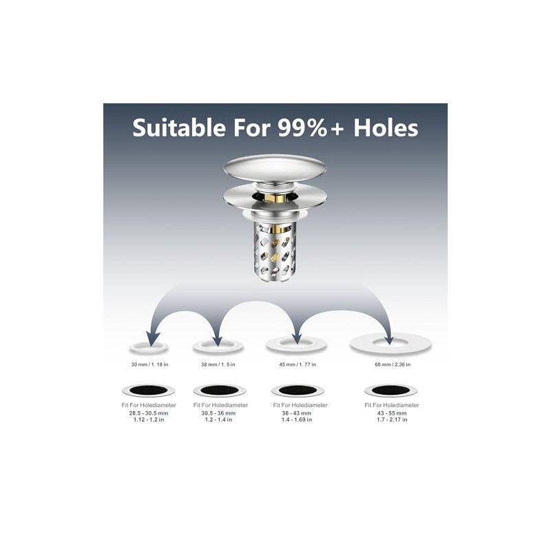 Pop Up Bathroom Sink Stopper, Universal Bathroom Sink Drain Strainer