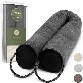 Under Door Draft Stopper and Blocker, Draft Guard for Doors and Windows, Decorative Fabric Cylinder Blocker Provides Weighted Door Insulation by DECOREALM (Black, 36 Inches)