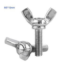Hyuduo 5Pcs 8 Types M5 Butterfly Wing Nuts Assortment Kit, 304 Stainless Steel Wing Butterfly Screws Bolts Wingbolt Machine Fastener(M5*10Mm),Screw