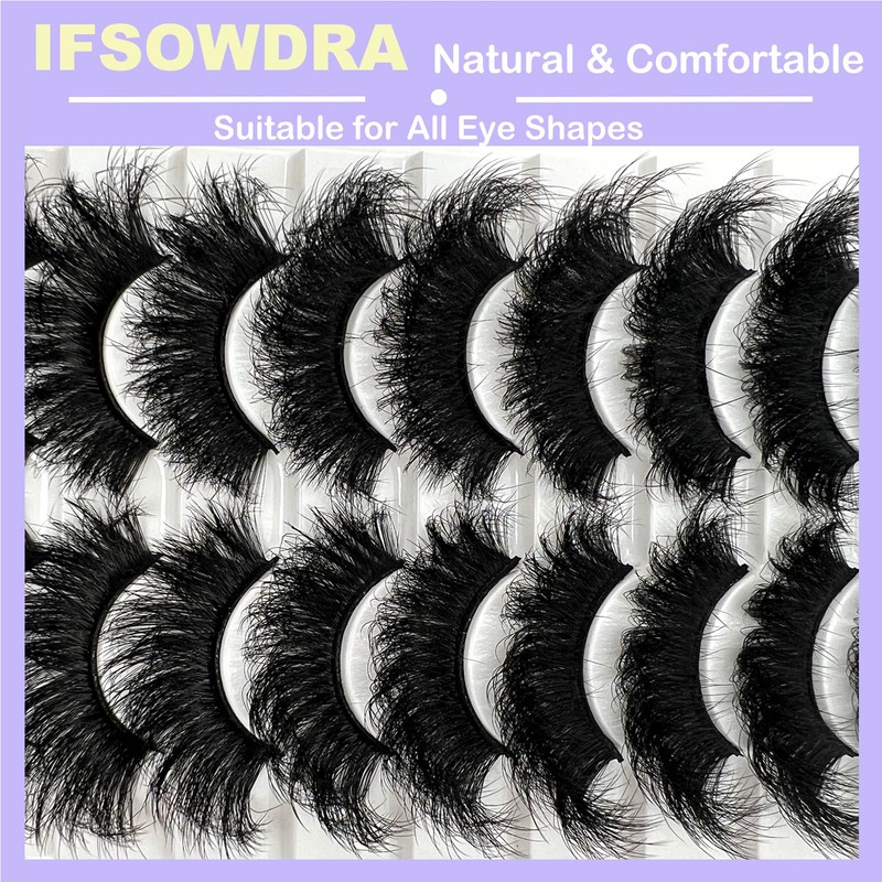 IFSOWDRA Mink Lashes Fluffy Wispy Cat Eye Dramatic 3D Lashes
