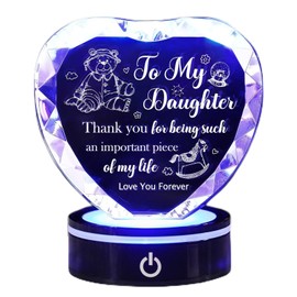 ROCKY&CHAO Daughter Gifts from Mom Dad Best Birthday Graduation Gifts Ideas for Adult Daughter to My Daughter Crystal Keepsake Present with Light Base