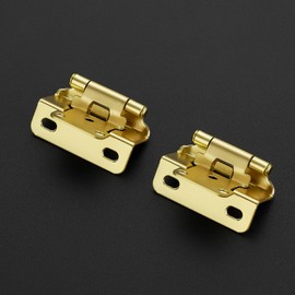 Ravinte 10-Pack 5-Pairs Semi-Overlay 1/2 inch Self-Closing Face Frame Cabinet Hinges Gold Half Wrap-Around Kitchen Cabinet Door Hinges Face Mount Cabinet Hardware