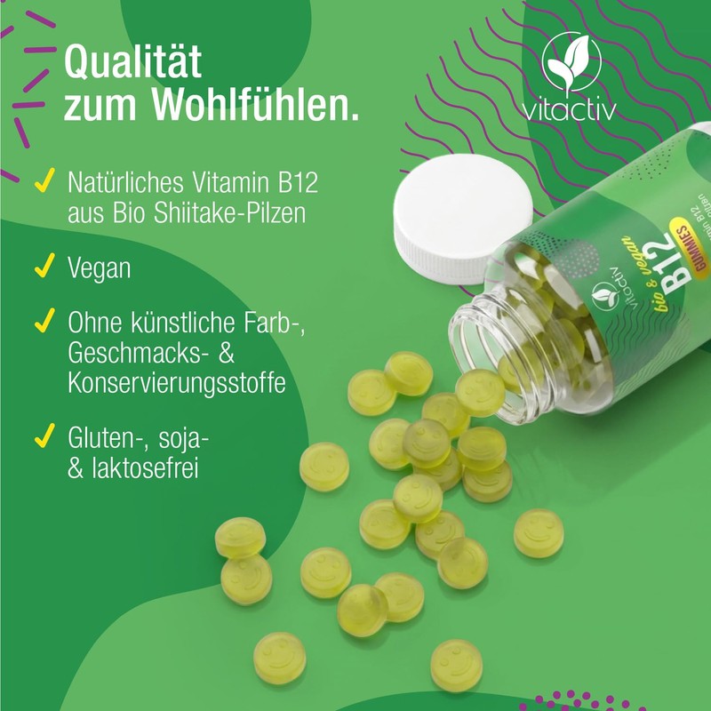 Vitactiv Vitamin B12 Gummies Organic & Vegan - 90 Fruit