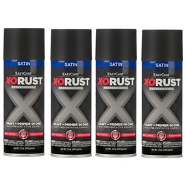 True Value X-O Rust Anti-Rust Enamel Spray Paint & Primer, Satin Black, 12 oz. - Pack of (4)