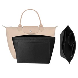 XSDSLS Handbag Organiser Purse Organiser for Longchamp Felt Bags Organiser with Multiple Pockets for Longchamp Le Pliage Purse Accessories for Longchamp Carry Bag (Black, S)