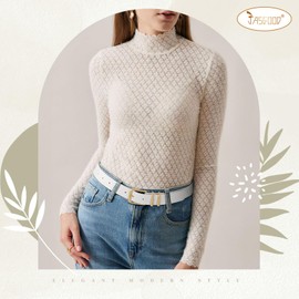 JASGOOD Women Leather Belt for Jeans Pants Fashion Ladies Leather Waist Belt Gold/Sliver Buckle Belt, White, L