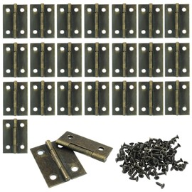 Murtenze 24 Pack 1.5 Inch Door Hinge Cabinet Hinge,Antique Bronze Butt Hinges Ball Bearing Window Outdoor Hinges with Mounting Screws