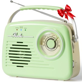 Small Radios Portable AM FM, Vintage Transistor Radio with Bluetooth, Battery Operated and Plug in Wall Retro Radio for Home/Outdoor, Large Dial Easy to Use, Christmas Seniors Gifts