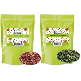 Premium Sichuan Red and Green Peppercorns, A Mouth-numbing Spice, Red Sichuan Peppers for Kung Pao Chicken, Mapo Tofu, and Chinese Cuisine (4 Ounce Bundle)