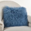 SARO LIFESTYLE 3564.BG16S 100% Wool Mongolian Lamb Fur Throw Pillow