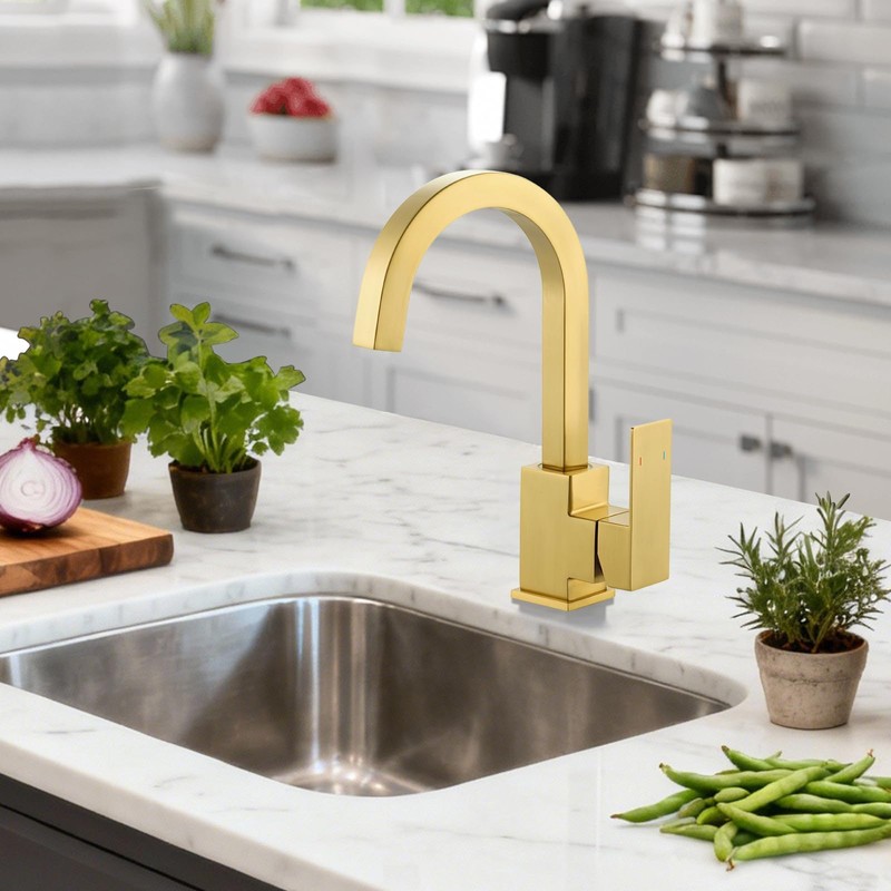 ALEASHA Brushed Gold Bar Sink Faucet, Bar Sink Faucet Single