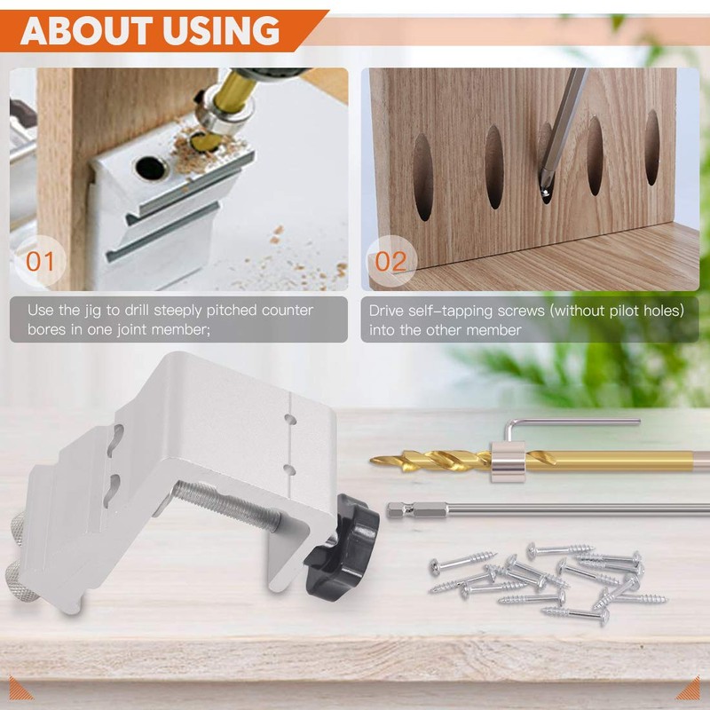 Rustark 133 Pcs All-In-One Aluminum Pocket Hole Jig Kit with