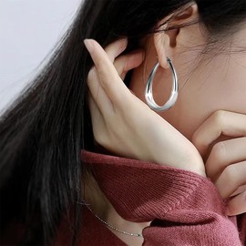 ALEXCRAFT Hoop Earrings 925 Silver for Women Earrings Small Huggie Hypoallergenic Earrings, Brass, No Gemstone