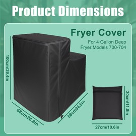 Deep Fryer Cover, 39.4x34.6in Oxford Portable Heavy Duty Waterproof Multifunctional Fryer Cover Suitable for Bayou Classic 700-701 and 700-704 (Black)