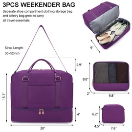 Soperwillton Women's Travel Duffle Bag - Weekender Overnight Bag with Shoe Compartment & Toiletry Pouch, Gym Bag with Wet Pocket, Carry-On Duffel for Hospital Labor Delivery, Work, Sports