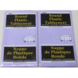Unique Lot of 2- Unique Lavender Round Plastic 84" Tablecloth Tablecover Reusable Party