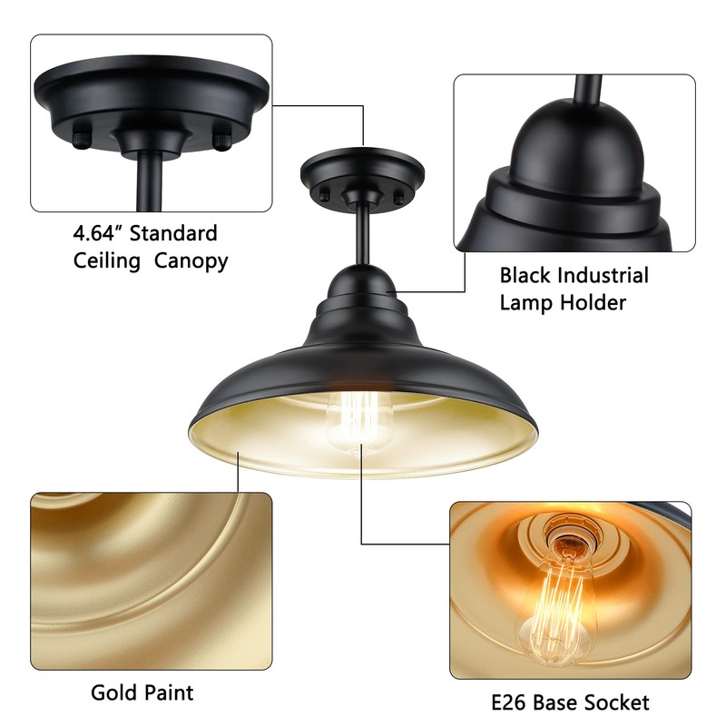 FLQMYQ Farmhouse Semi Flush Mount Ceiling Lights, Modern Ceiling Light