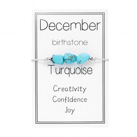 tenghong2021 Irregular Month Birthstone Bracelet for Women Men Natural Stone Hand Woven Adjustable Bracelet Healing Crystal Beaded Braide String Bracelet for Girls Boys Birthday Gifts Jewelry, Metal,