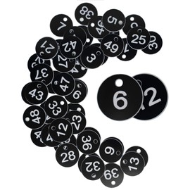 StayMax Plastic ID Number Tags Engraved Tags Key Tags Without Key Rings (201-300, Black)