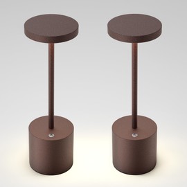 JALVDE Cordless Table Lamps Rechargeable - Outdoor Portable LED Table Light 5000mAh Battery Operated Lamp 3 Color Stepless Dimming with Memory Function for Restaurant Dining Patio 2Pack Rust