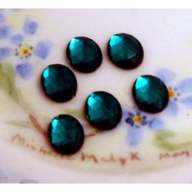 #196 Vintage Glass Cabochons Emerald  8x10mm Oval NOS Flat Mirrored Faceted