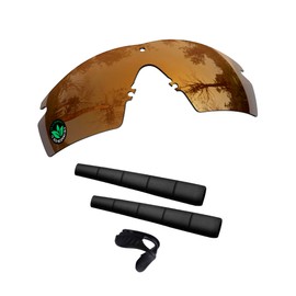 Raydi Polycarbonate Replacement Lenses & Rubber Kits for Oakley Si Ballistic M Frame 2.0 Rectangular Sunglasses - Bronze Golden Mirror - Polarized