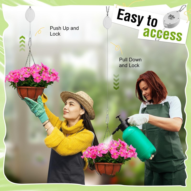 Plant Pulleys for Hanging Plants, Heavy Duty Retractable Hangers, 304