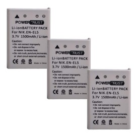 PowerTrust 3X EN-EL5 EL5 Battery and Fast Charger Kits for Nikon ENEL5 CoolPix 3700, 4200, 5200, 5900, 7900, P3, P4, P80, P90, P100, P500, P510, P520, P530, P5000, P5100, P6000, S10 Digital Camera