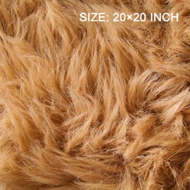 Faux Fur Fabric Shaggy Craft Fur White Fur for Crafts,Gnomes,Costume,Camera Floor,Decoration (20×20 inches, Camel)