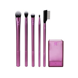 REAL TECHNIQUES, Kit de Brochas de Maquillaje para Ojos, Enhanced Eye Set, Incluye 5 Brochas + Taza para Brochas, Calidad Profesional
