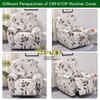 CRFATOP Floral Printed Recliner Cover with Pockets Single Reclining Slipcover