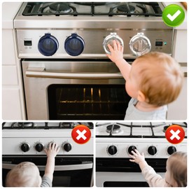 Stove knob Safety Covers for Child Upgraded Unlock Universal Size with Adult Two-Finger, Dual-Key Press Gas Stove Knob Locks Water Resistant Oil Resistant and High Temperature Resistant（5+1 Pack）
