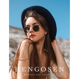 HENGOSEN Men's Round Sunglasses, Polarised Round Sunglasses, Retro Metal Frame, Sunglasses for Men and Women, 06-Gold/Blue