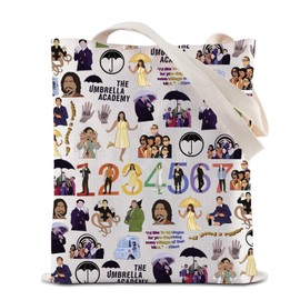 BAUNA Umbrella Season 2 Tote Bag Number Five Quote Reusable Grocery Shopping Bag Umbrella TV Show Fans Shoulder Bag (1234567 Tote)