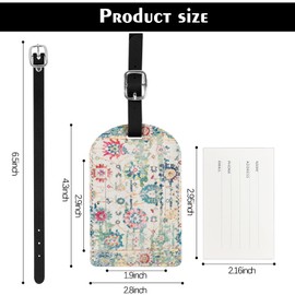 Deokke 2 Pack Luggage Tag Suitcase Tags PU Leather Identifiers Privacy Cover Luggage Tags Aesthetic Cute Travel Bag Labels for Women Girls Men (X19-Bohemia)