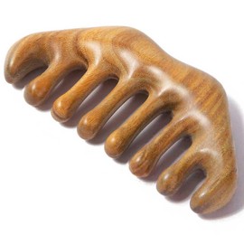 Moreinday Wooden Massage Comb, Wooden Scalp Massager, Scalp Gua Sha for Stress Relax, Loc Comb for Sisterlocks - Green Sandalwood
