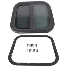 Weonefit Vertical RV Window | 14" W x 16" H | Tinted Sliding RV Window with Net Screen and Trim Ring | Replacement for 1" or 1-1/2" Thickness Wall, DOT Approved
