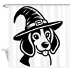 CafePress Beagle in Witch Hat Decorative Fabric Shower Curtain
