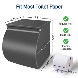 FARVIGOR Toilet Paper Holder Wall Mount, Self Adhesive Toilet Paper Holder with Shelf, Waterproof Stainless Steel Bathroom Toilet Tissue Roll Holder Cat Dog Proof, Gray