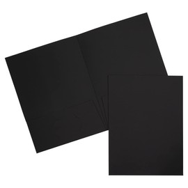 JAM PAPER Two Pocket Textured Linen Presentation Folders - Letter Size Business Folder - Black - Bulk 100/Box