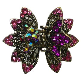 Small Round Metal Jaw Clips Claw Clips Antique Gold Trim LPW86440-3fuchsia