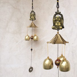 Tissting Wind Chimes, Vintage Metal Wind Chime Bells, Chinese Feng Shui Lucky Bell Hanging Ornament for Lucky Home Garden Patio Yard Hanging Decor Gift(Buddha)