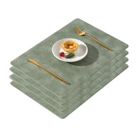 lifactlab. Placemat, Washable, Waterproof, Table Mat, Anti-Slip, Cushion, Solid, Thick, Scandinavian Style (Sage Green, 4 Pieces)