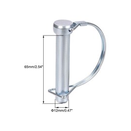 sourcing map Shaft Locking Pin - 12mm x 65mm Coupler Pin for Farm Trailers Wagons Lawn Garden in Arch Round 5Pcs