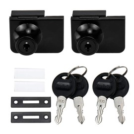 LC LICTOP Zinc Alloy No Drill Glass Door Lock Double Door Display Cabinet Lock with Keys (409- Key Alike) 2 Set