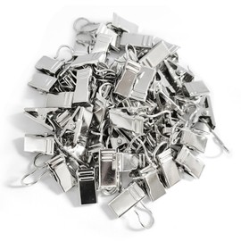 Pack of 50 Curtain Clips, Curtain Clips with Hooks, Metal Clips for Curtains, Shower Curtain Clips, Light Hangers, Wire Holders for Home Decorations, Bathroom, Shower Curtain Decorations (Silver)