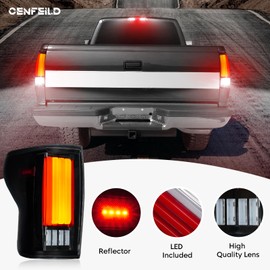 Cenfeild LED Tail Light Assembly + 3rd Third Brake Cargo Lamp Compatible with Toyota Tundra 2007-2013 Pickup, High Mount Stop Light Rear Taillight, Chrome Housing Clear Lens, 3 Pcs