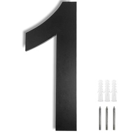 Meision House Number Anthracite Stainless Steel House Number RAL 7016 Fine Structure Powder Coated Solid Arial Font with Screws Height 20 cm - Number 1